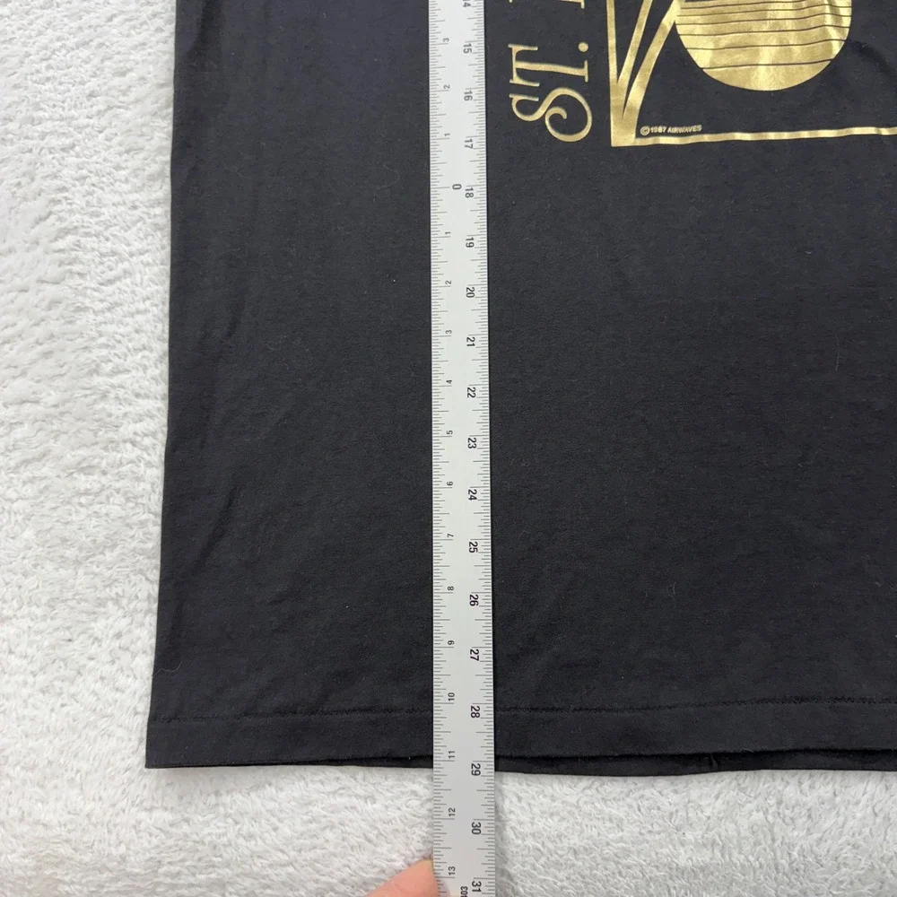 Vintage 1987 Hanes‎ Heavyweight St Maarten Palm Tree T Shirt Mens XL Black Gold